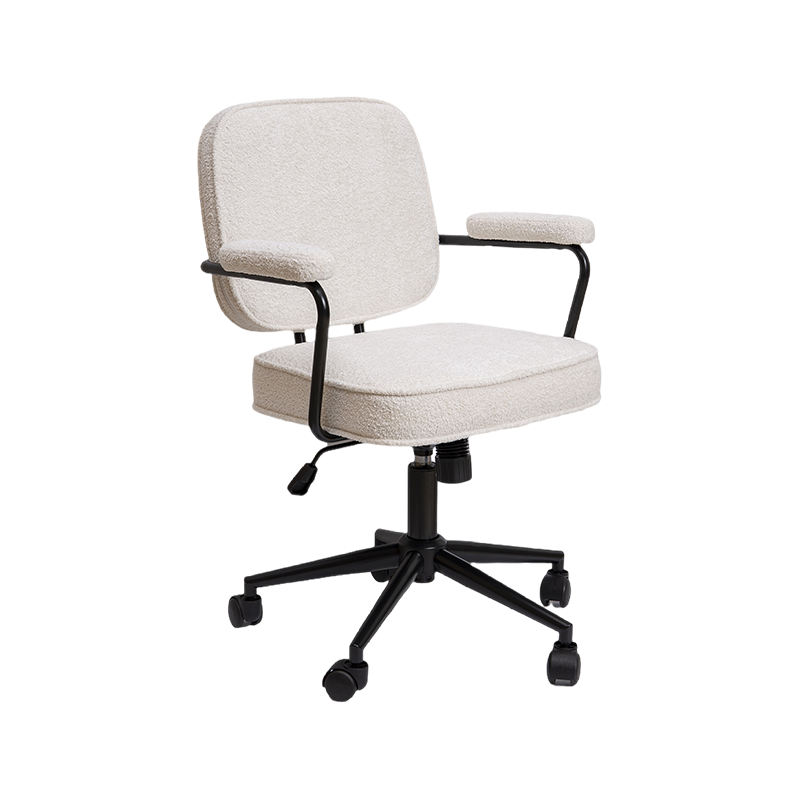 Sedia da ufficio in tessuto semplice ed elegante regolabile con asta a gas in tessuto bianco