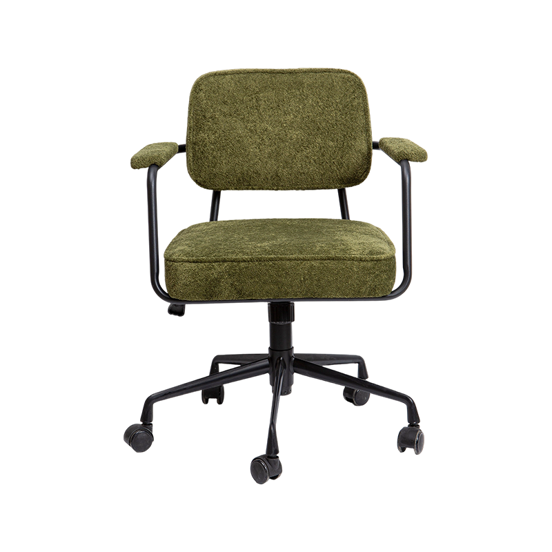 Sedia da ufficio stabile in tessuto con struttura nera in stile verde oliva